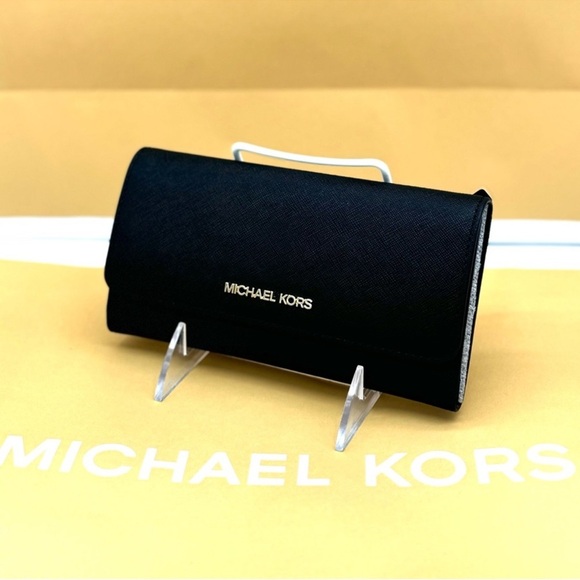Michael Kors Trifold Wallet Leather Black/Gold - Picture 3 of 10